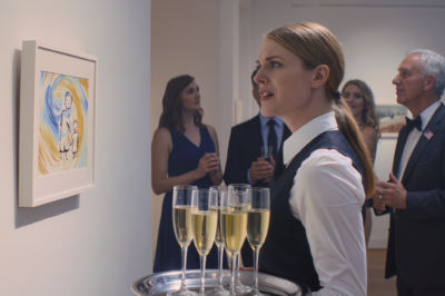 I was serving champagne at a gallery when i saw it. a painting i made when i was 6. price tag: $150,000. ‘sir, that painting is mine,’ i said. ‘impossible,’ the gallery owner laughed. he called security to kick me out. but he forgot to check the secret message on the back of the canvas.